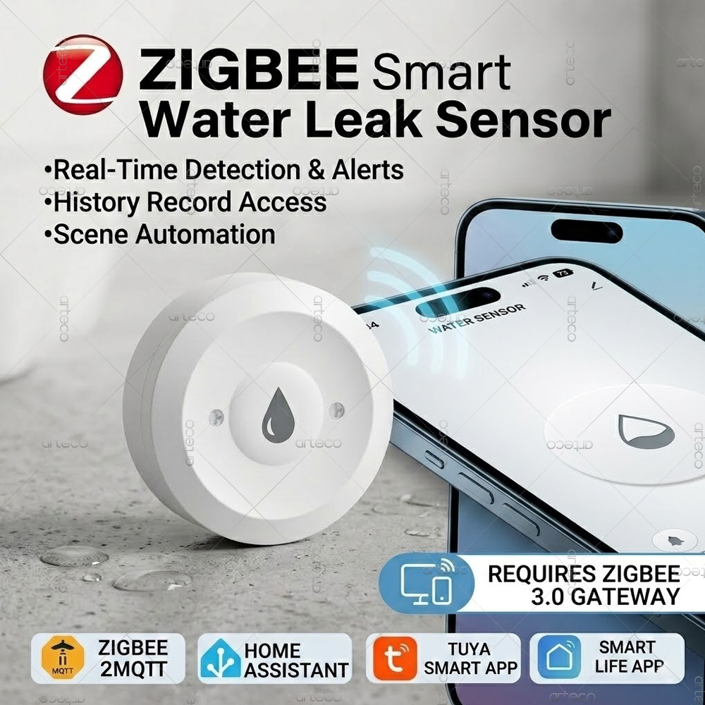Home Assistant Tuya - Sensor Air Zigbee Detektor Kebocoran Sensor
