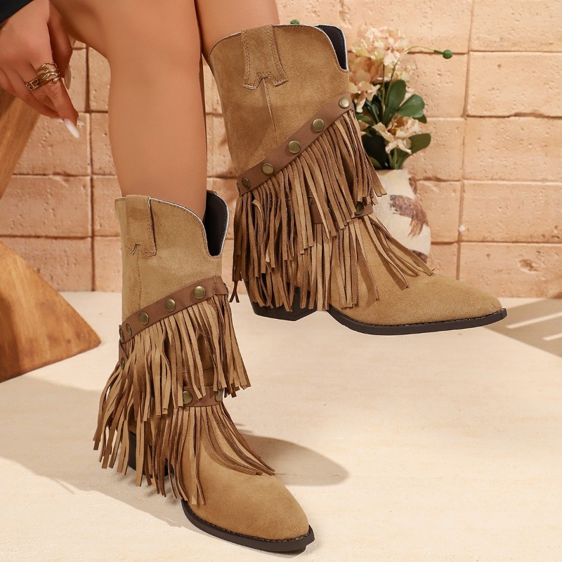 Tasmota - Celana Panjang Berumbai Model Vintage, Sepatu