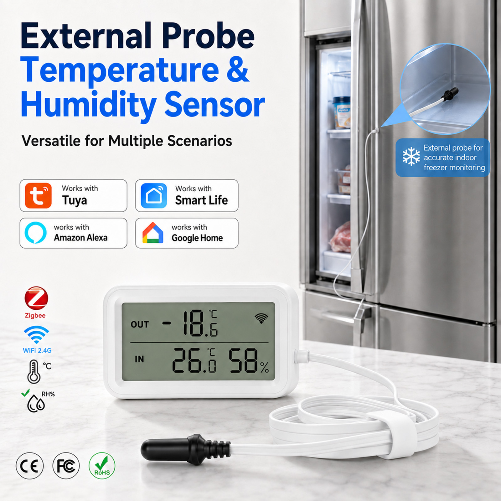 Sensor Suhu Kelembaban Ekstern - Tuya Smart ulasan dan harga